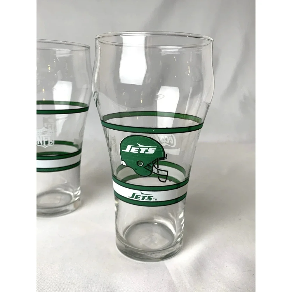 New York Jets NFL Drinking Glass Coca Cola Set of 2